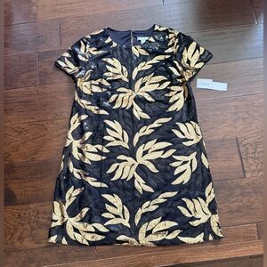 London Times Black and Gold Sequin Dress